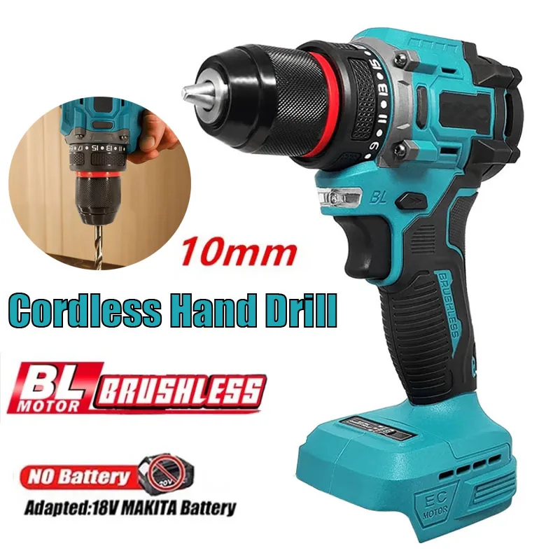 2-Speed 10mm Electric Brushless Drill Cordless Hand Drill Screwdriver 60-100Nm Power Tools for Makita 18V Battery