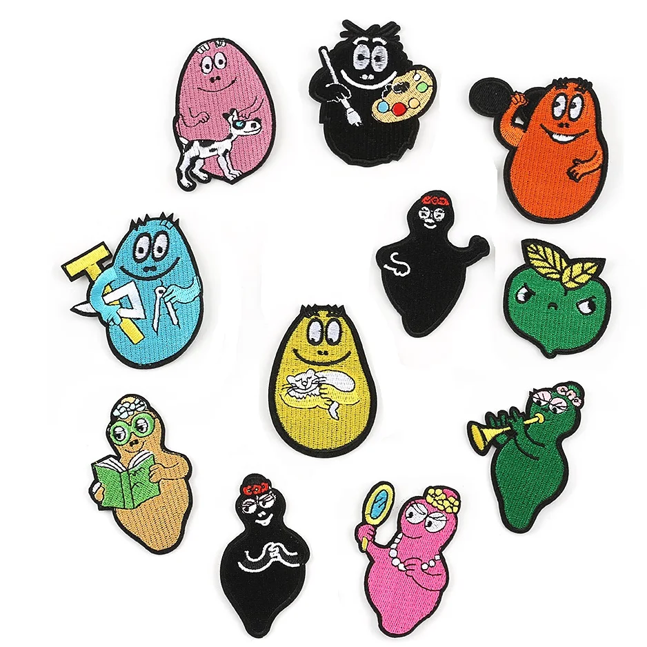 

11Pcs Anime Les Barbapapa Series Iron on Embroidered Patch For on Child Clothes Hat Jeans Sticker Sew DIY Ironing Applique
