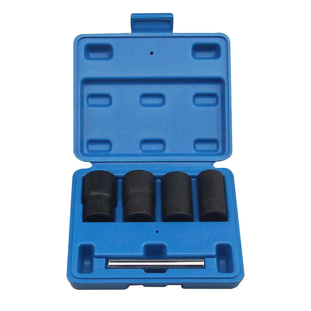5szt Zestaw nasadek skrętnych Blokowanie nakrętki koła Śruba Śruba Ściągacz Ściągacze 17mm 19mm 21mm 22mm Gniazdo Stal węglowa Akcesoria samochodowe Nowe