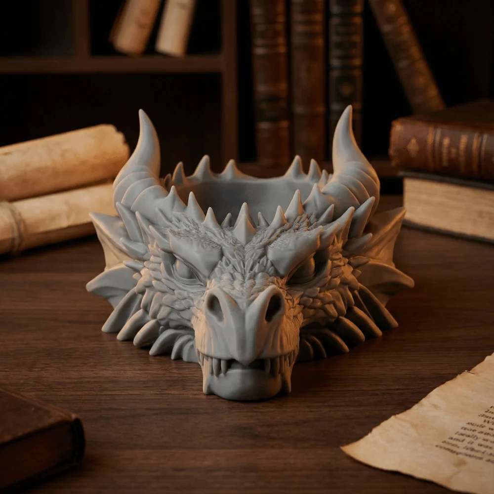 Container 3D Print Dragon Head Storage Tray Funny Gothic Dragon Head Ornaments Multi Functional Jewelry Display Holder For Home