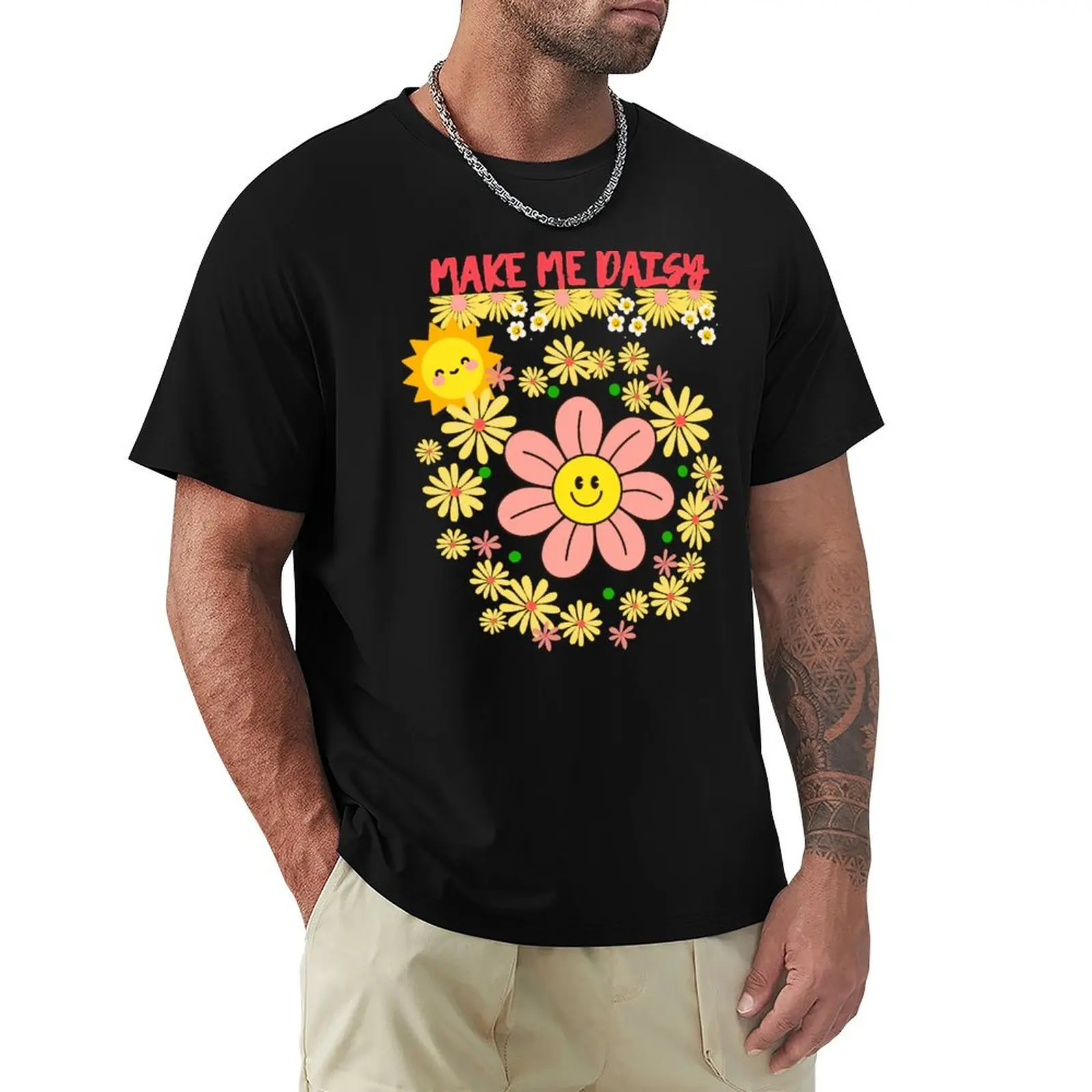 Daisy Flower Power Fun Sunshine & Smiles T-Shirt Active Sports Short Sleeve Cotton Shirt