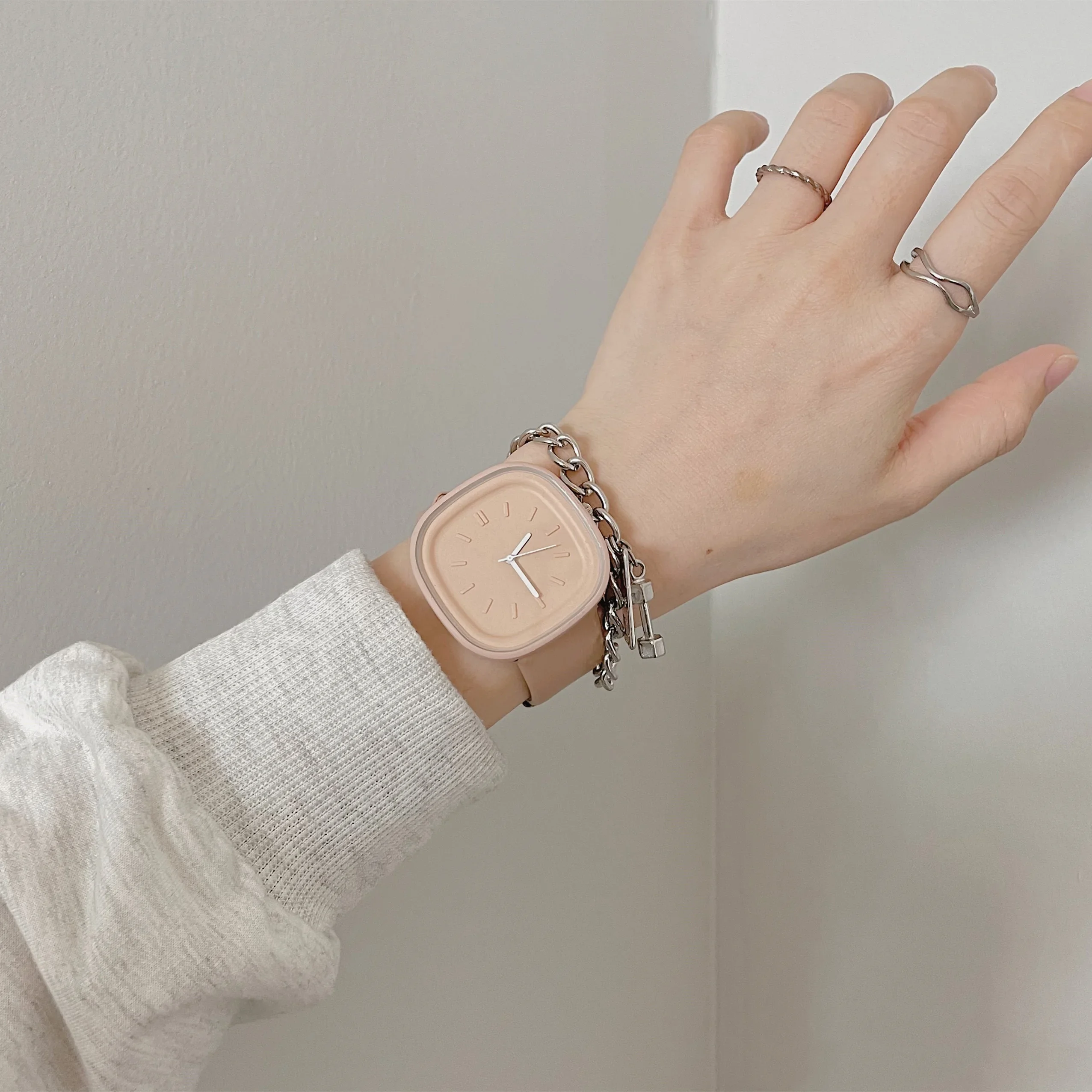 Reloj de cuarzo cuadrado Simple para parejas, relojes para mujeres y niñas, reloj cuadrado Simple con esfera grande, reloj de regalo de verano para