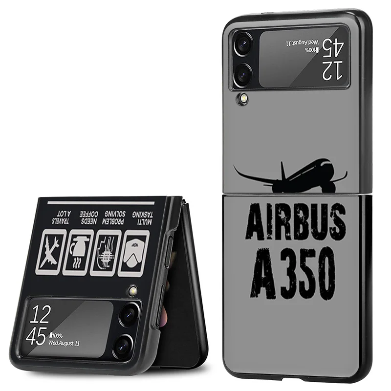 Matte Phone Case For Samsung Galaxy Z Flip6 5G Flip5 Flip4 Flip3 ZFlip 6 3 4 5 Aircraft Airplane Fly Plane Hard Black Cover