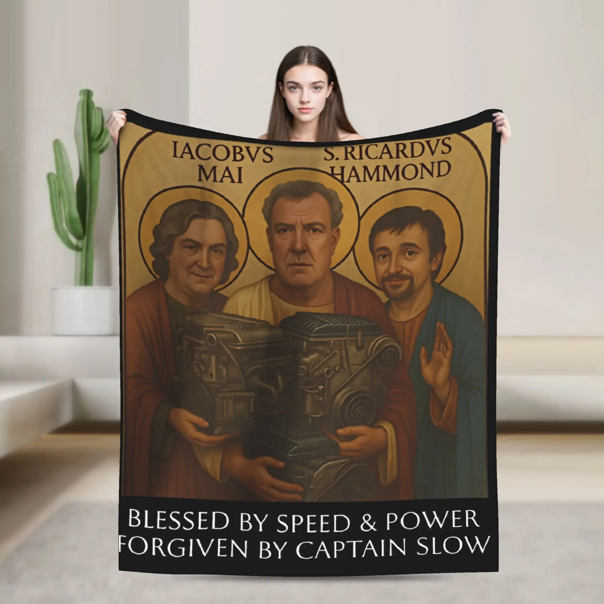 Jeremy Clarkson Electric Motors Blankets Hammond May Flannel Throw Blanket Airplane Travel Personalised Ultra-Soft Warm Bedsprea