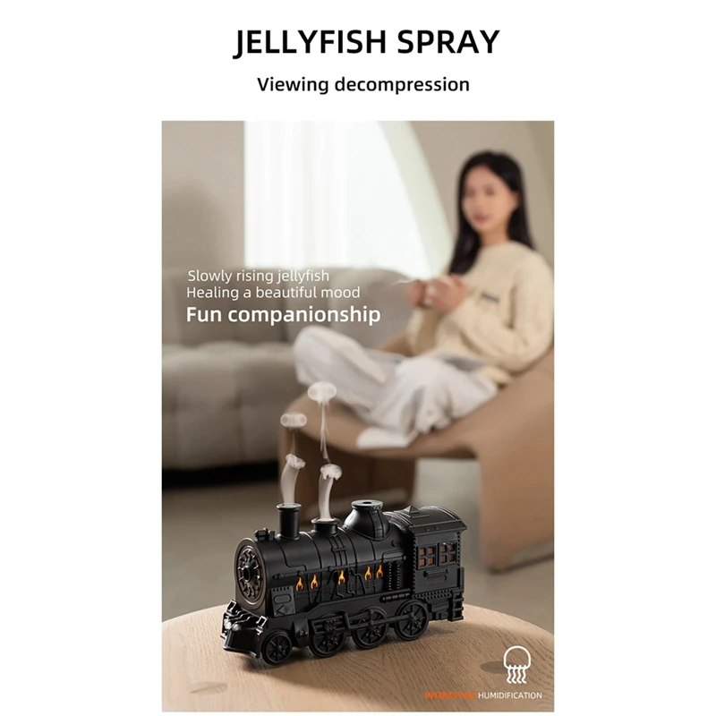 Train Aromatherapy Diffusers Air Humidifier Mist Maker Fragrance Essential Oil Retro Difusor Remote Control EU Plug