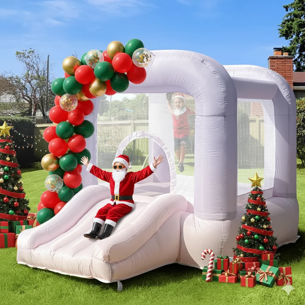 Różowy dmuchany zamek z dmuchawą, dmuchany zamek zjeżdżalniowy dla dzieci/maluchów na imprezy wewnątrz/na zewnątrz/świąteczny dmuchany zamek