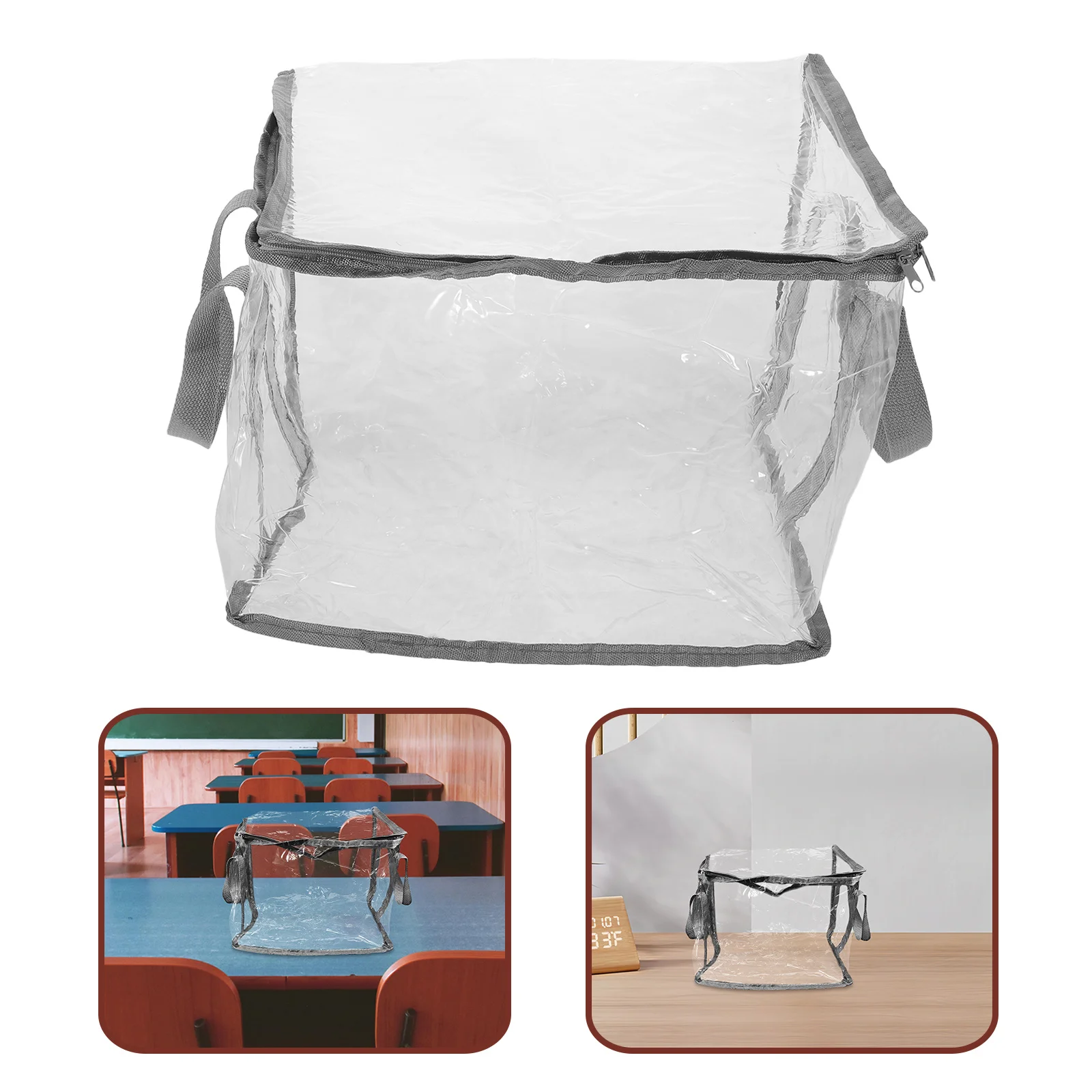 

2Pcs Clear Book Storage Bags Collapsible Waterproof Organizer Bin Dorm Classroom Document Clothes Sundries Storage