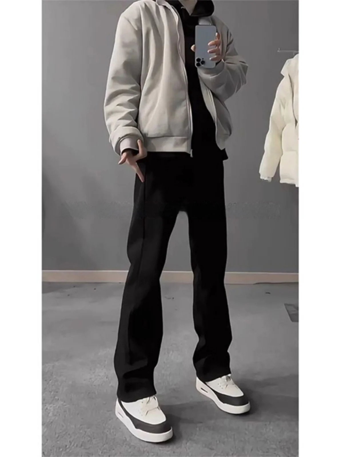 

Cleanfit Black Straight Leg Men's Jeans Slimming Leg Lengthening Cool Street Style Spring Autumn High Waist Zipper Fly Jeans