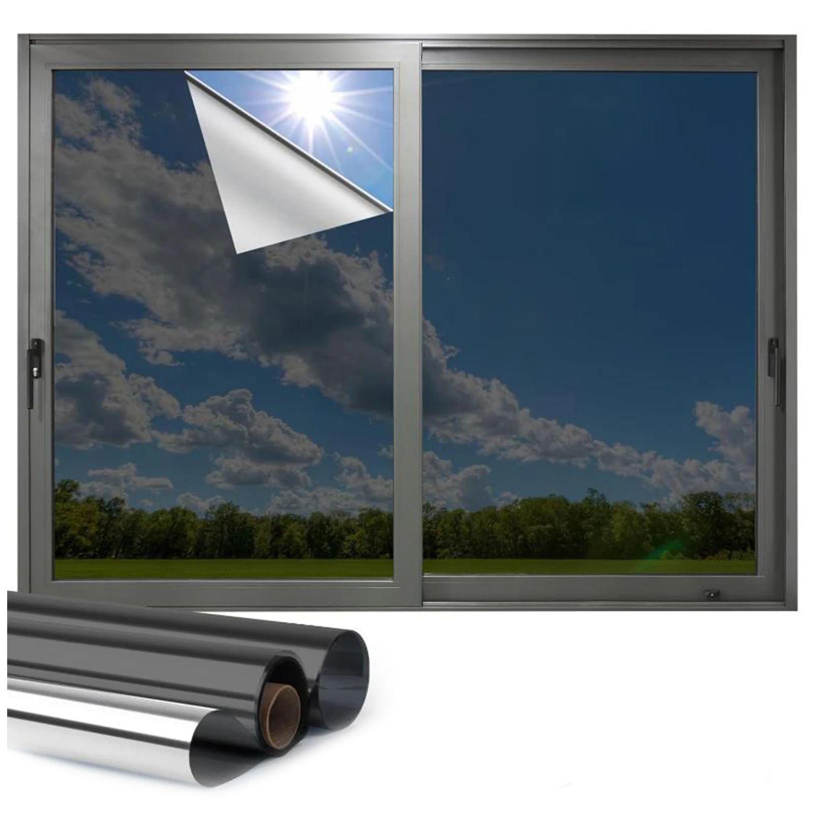 Window Privacy Film Anti Window Anti-Peep Film Reflective Mirror Windows Coverings for Glass Door Home Office