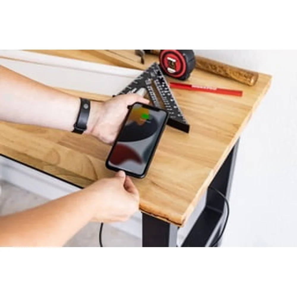 48 Inch Heavy Duty Workbench Adjustable Height Wood Top Steel Frame Garage Workshop Power Strip USB Ports 1300 lbs Capacity