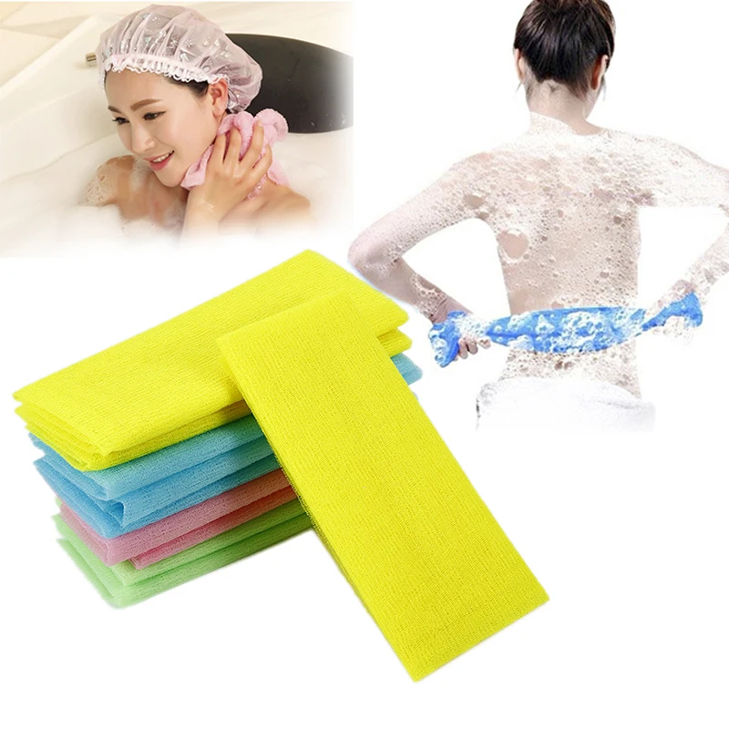 Paño exfoliante de belleza para la piel, Toalla de baño de nailon para el cuerpo japonés, pulido de la piel, color enviado al azar