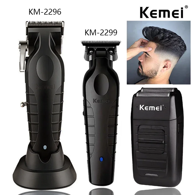 Kemei KM-2296 KM-2299 KM-1102 プロフェッショナルバリカンキット電気シェーバー男性ヘアカット機メンズトリマーマシン