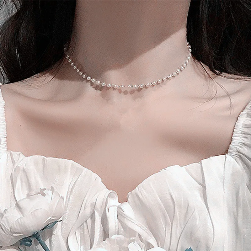 Neue Perlenkette für Damen, Kpop Perlen-Choker-Halskette in Goldfarbe, Gothic-Choker-Schmuck für den Hals, Anhänger 2026, Halsband für Mädchen