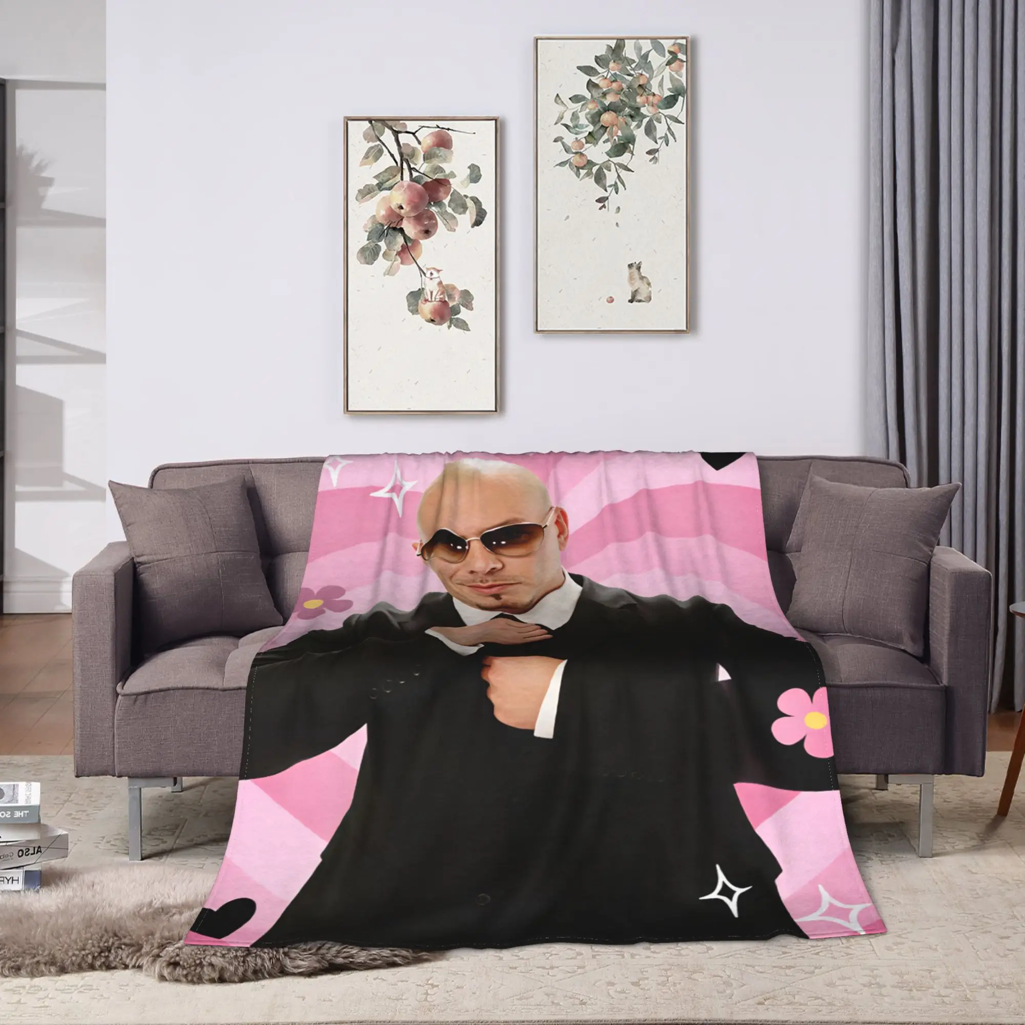 Pitbull Mr Worldwide Tour Plush Blanket Girls Boys  Flannel Throw Blanket For Living Room Warm Soft Custom Quality Bedspread