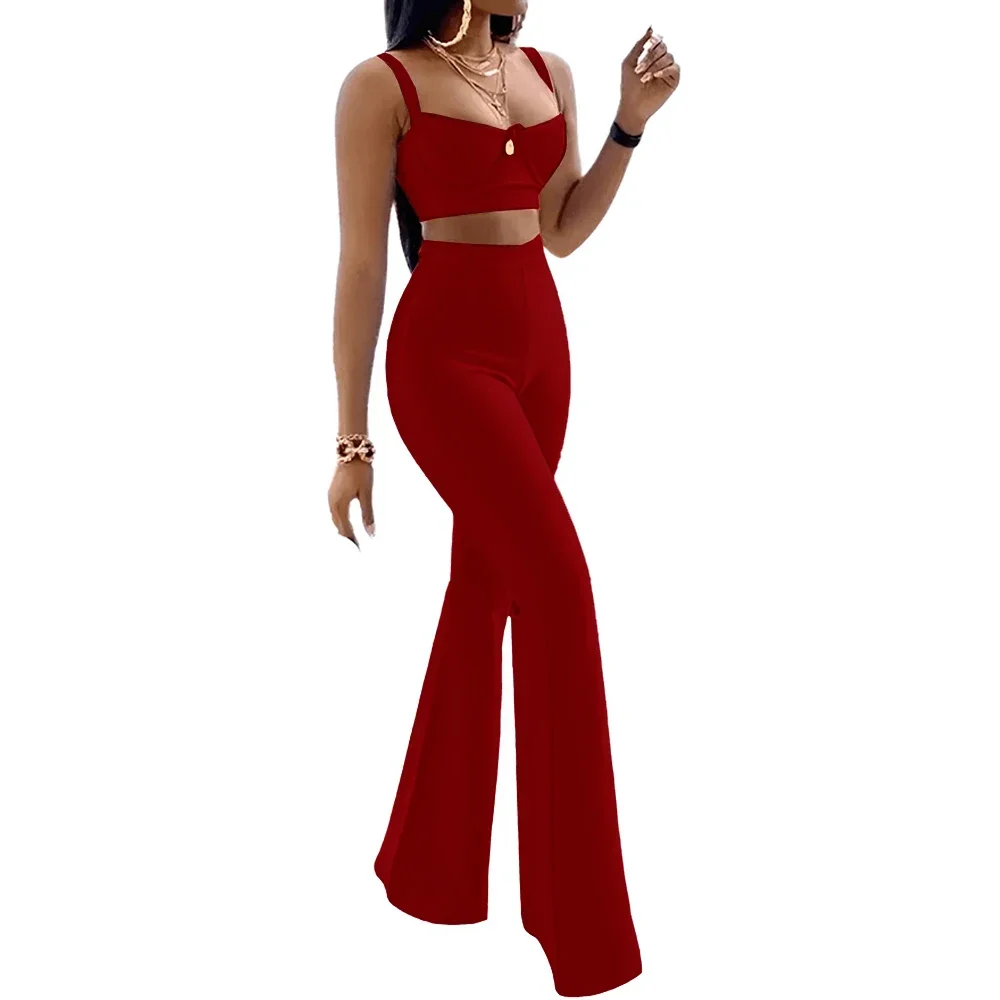 Mia muse boutique define verão sexy simples sem mangas querida pescoço tanques comprimento total cintura alta queimado calça conjuntos para mulher