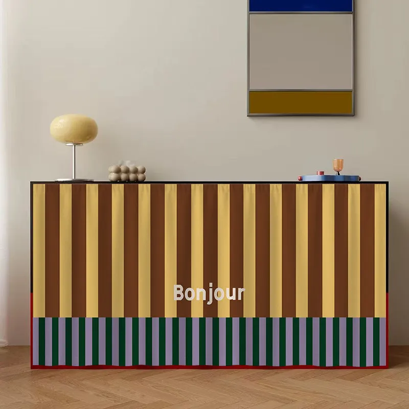 VIKAMA Vintage Geometric Velvety Curtain Wardrobe Shoe Cabinet Dust Curtain Kitchen Storage Cabinet Ugly Curtain Home Decoration