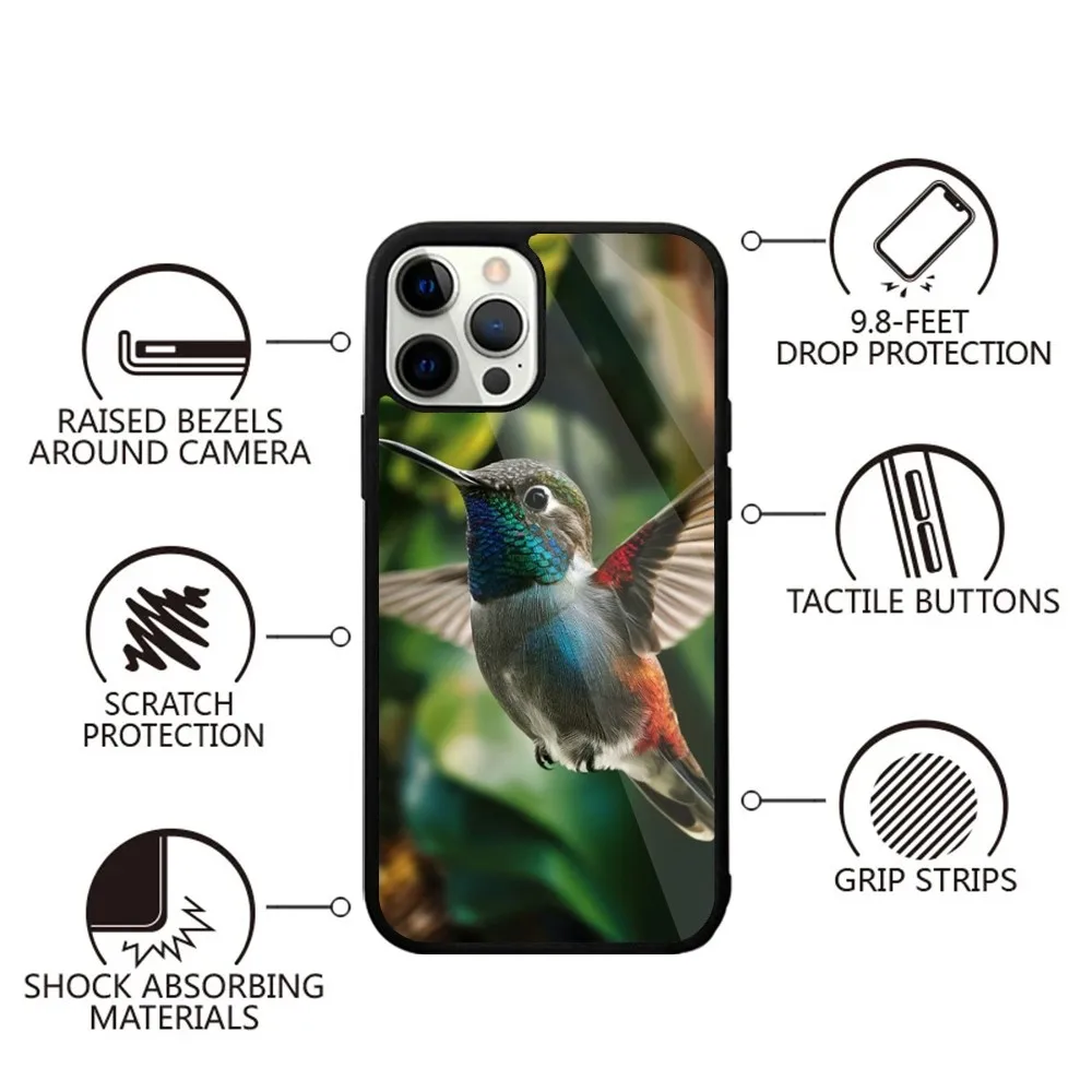 Hummingbird  Phone Case Strong Magnetic For IPhone 16,15,14,13,Pro,Max,Plus,11,12,Mini For Magsafe Wireless Charging