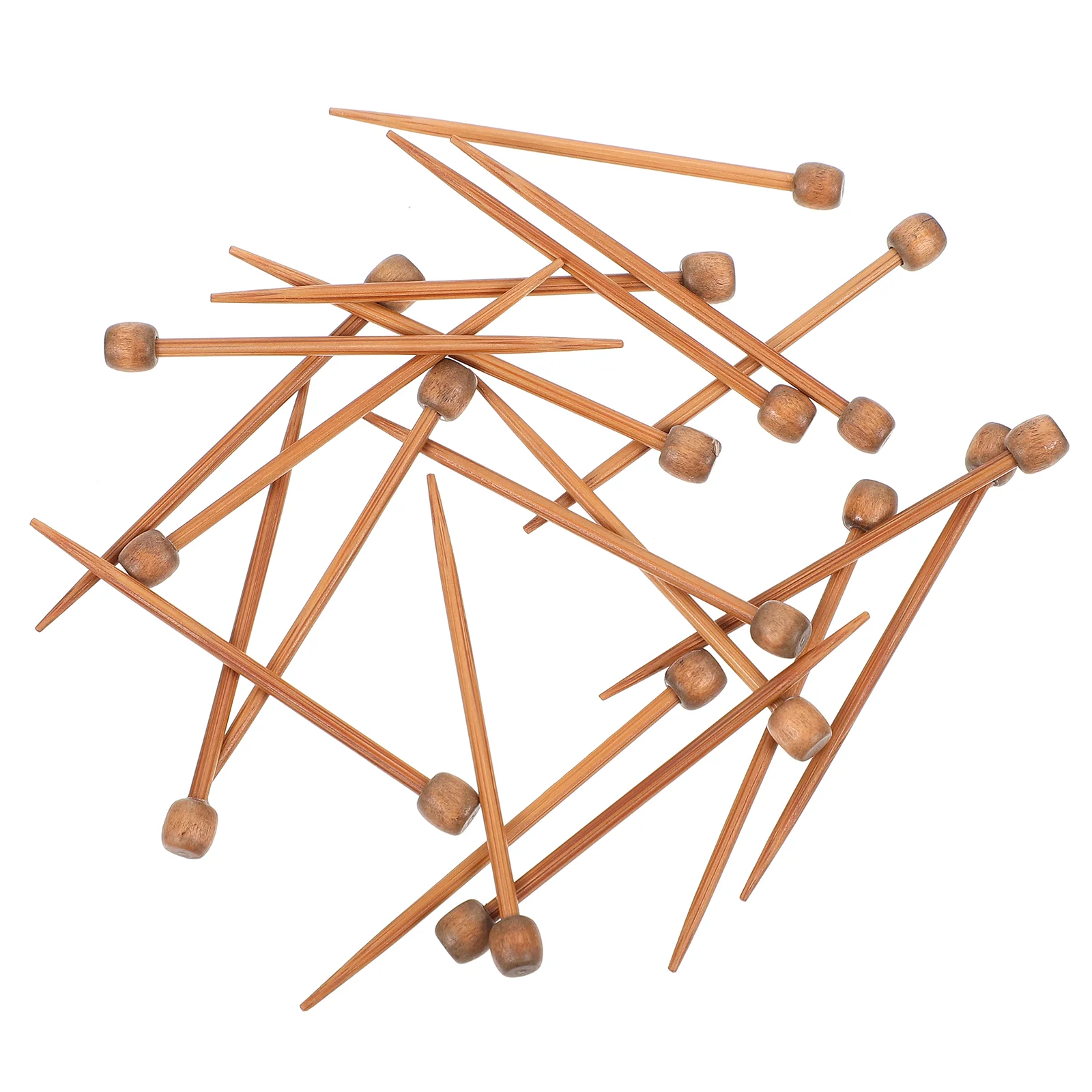 20 PCS Mini Needle Knitting Sticks Brooch DIY Rods Six Colors Short Weaving Tool Walnut Wood Set