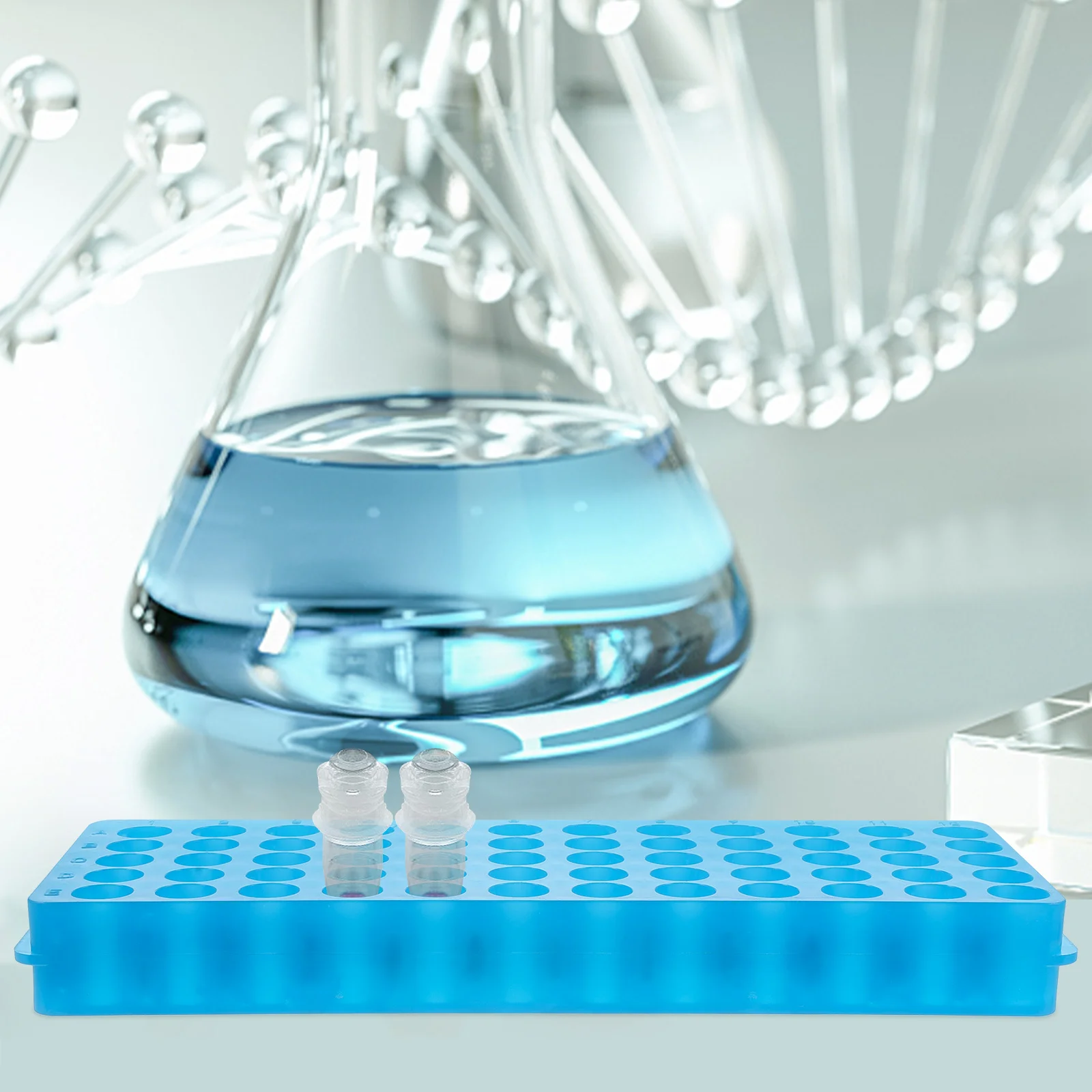 

2Pcs Sampling Tube Rack 60 Holes Robust Reusable Test Tube Organizer Secure Hold for Laboratory Testing Tubes Storage System