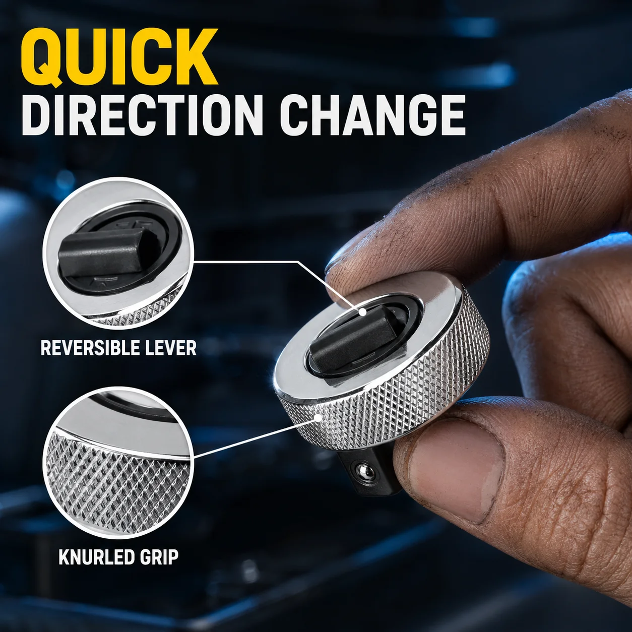 3Pcs/Set Mini Ratchet Wrench 1/4 3/8 1/2 Inch Reversible Ratcheting Finger Socket Driver Stubby Thumbwheel for Tight Spaces