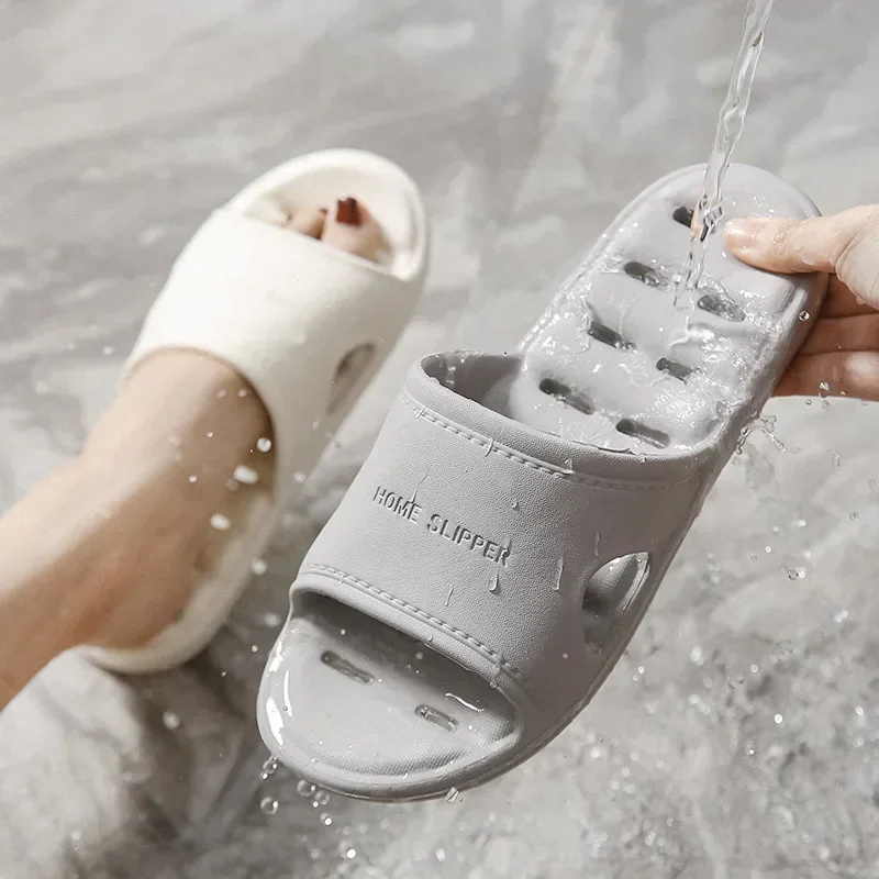 Unisex EVA Non Slip Soft Bottom Leaking Shower Man Woman Home Slippers Punching Bathroom Quick Drying Slipper