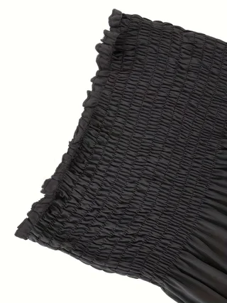 Plus Size sexy tube top, women's solid ribbed slightly elastic pleated tube top