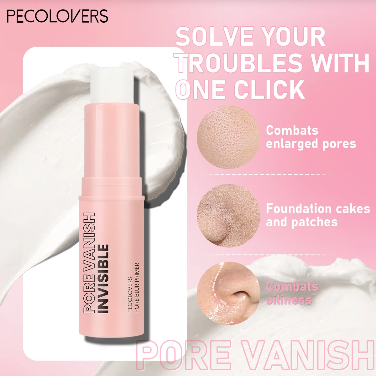 Face Makeup Set-1 Transparent Pore-Closing Stick+1 Oil-Control Loose Powder+8pcs Makeup Brush Tool,Summer Waterproof Travel Set