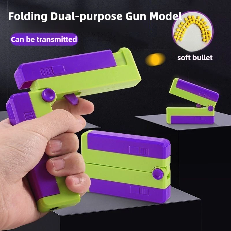 Folding Gun Toys Soft Bullet Pistol Mobile Phone Model Outdoor Game Sports Props Christmas Birthday Gifts