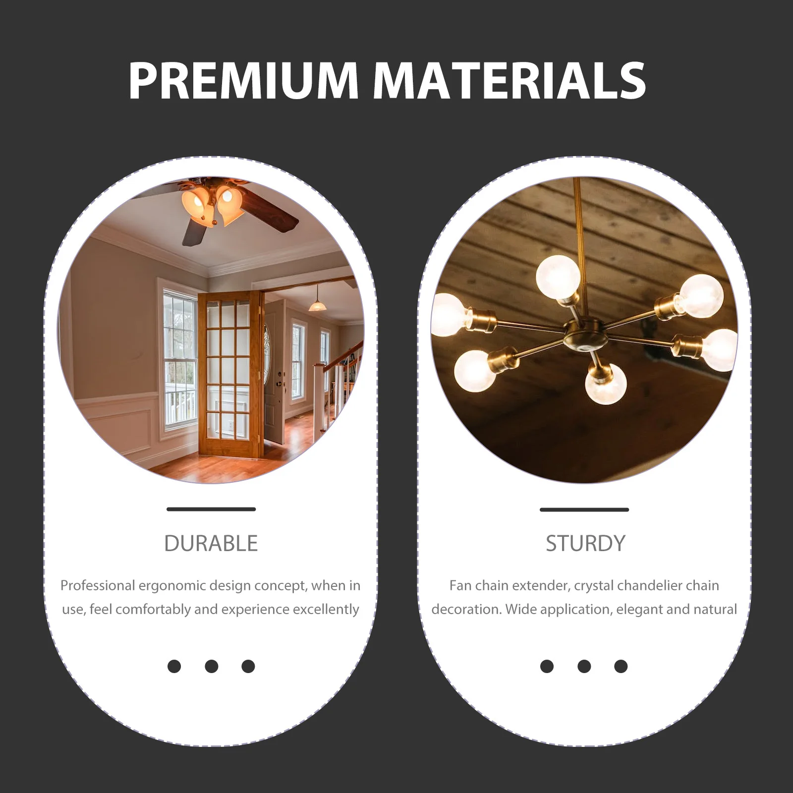 

5Pcs Ceiling Fan Pull Chain Extension Crystal Ball Chain Puller Replacement Light Cord Pendant for Ceiling Fans Lamps