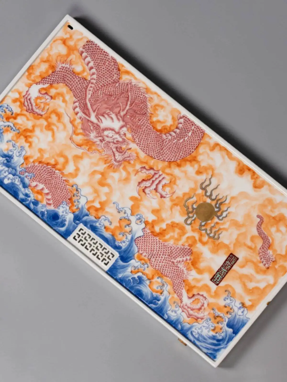 Holy Mountain Jingdezhen Alum Gold-Decorated Underglaze Red Dragon Soaring In Prosperity Dual-Use Ceramic Hand-Painted Set Tea