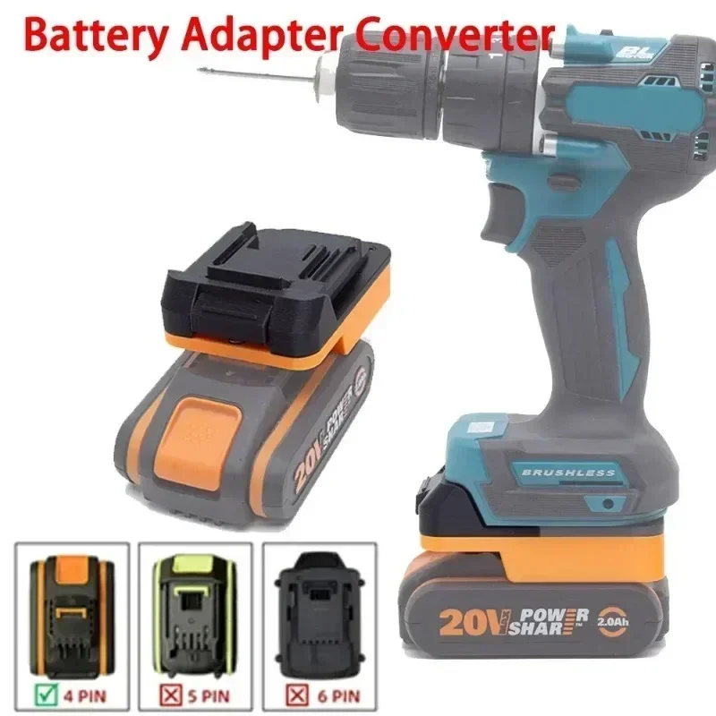 Adapter do akumulatorów litowych Worx 4PIN na akumulatory DeWalt/Milwaukee/Makita 18V, akcesoria do bezprzewodowych wkrętarek elektrycznych.