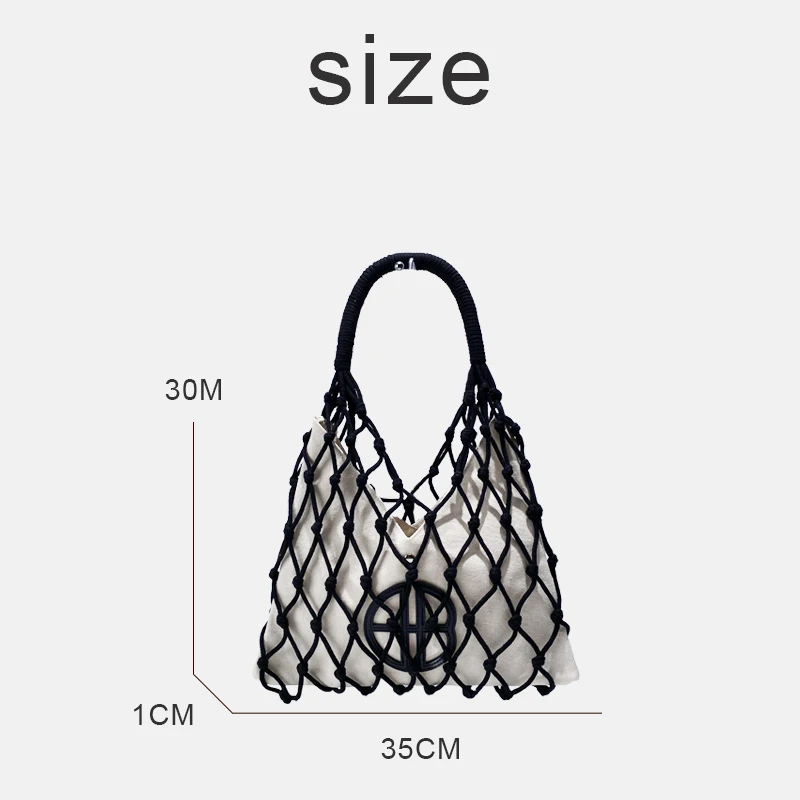 Handwoven Beach Bags For Women Luxury Designer Handbags And Purses 2024 New In Canvas Hollow Out Inner Pocket Underarm Shoulder