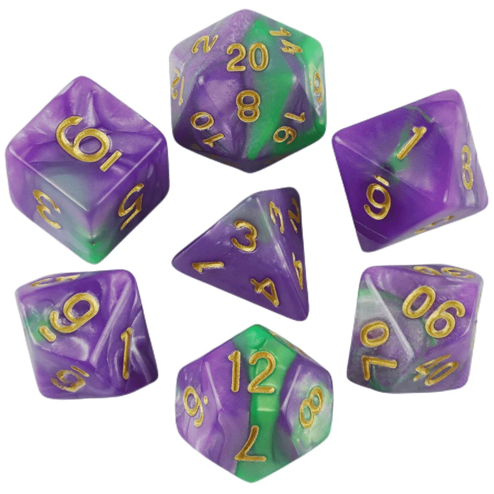 7pcs Dice with Bag DnD d4,d6,d8,d10,d%,d12,d20 Polyhedral Board Game Pieces RPG