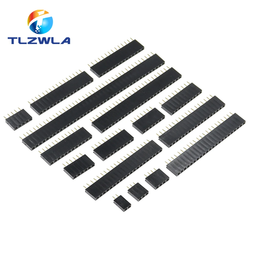 100PCS Single Row Pin Female Header Socket Pitch 2.54mm 1*2p 3p 4p 5p 6p 7p 8p 9p 10p 12p 14p 16p 18p 20p 22p 40p Pin Connector