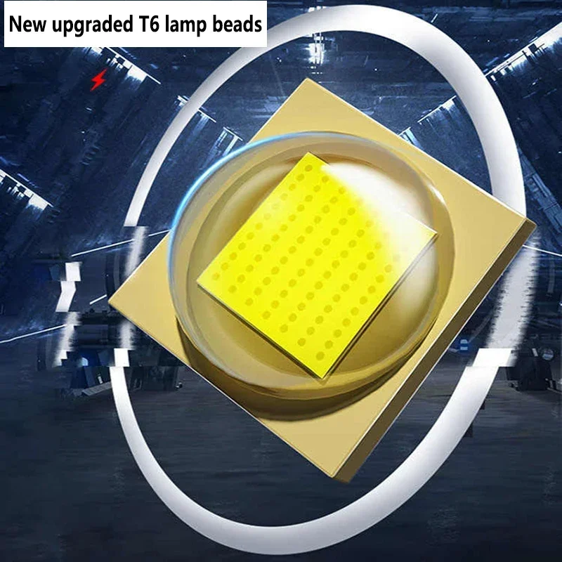 New Portable Solar Flashlight LED Work Light USB Rechargeable Searchlight with Side Light Outdoor Waterproof Power Bank Lantern