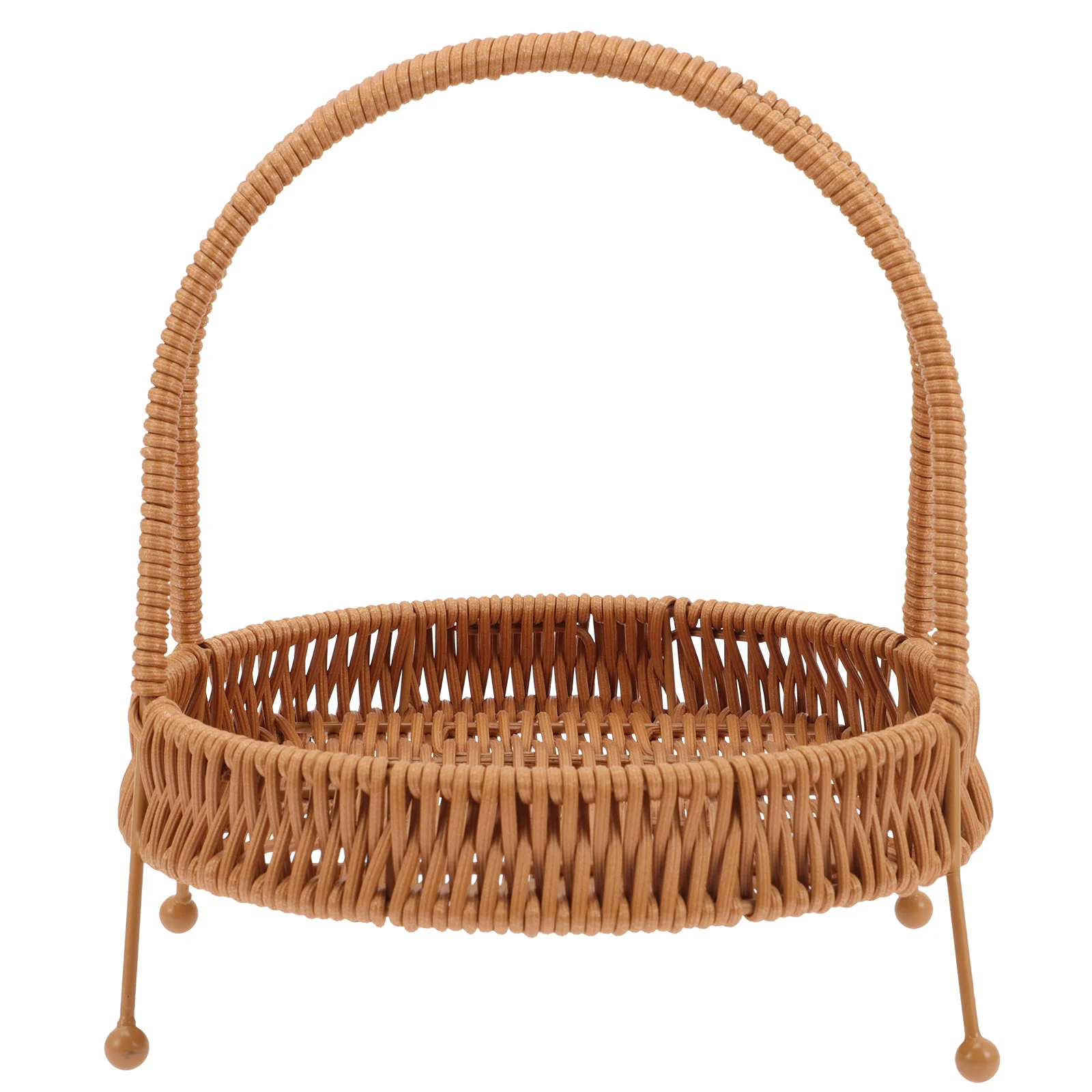 

Imitation Rattan Basket Safe Elegant Suitable Home Imitation Rattan Hand Basket Dessert Tray Snack Storage Baskets