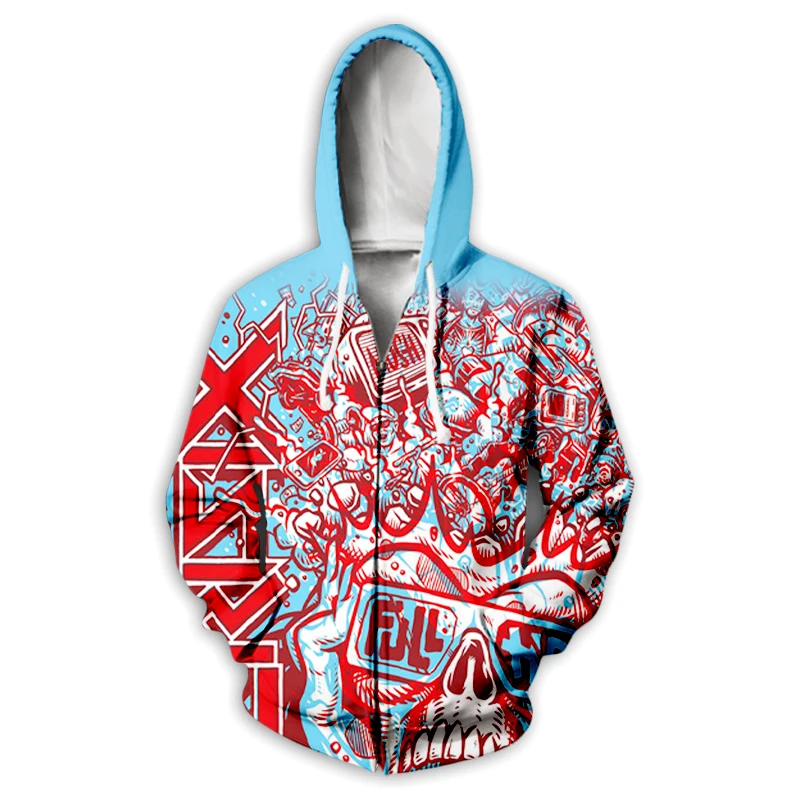 Crisix Rock Zipper Hoodies 3D Printing Men Casual Fashion Streetwear Long sleeve Sweatshirts Zipper Hoodie Male Tracksuit