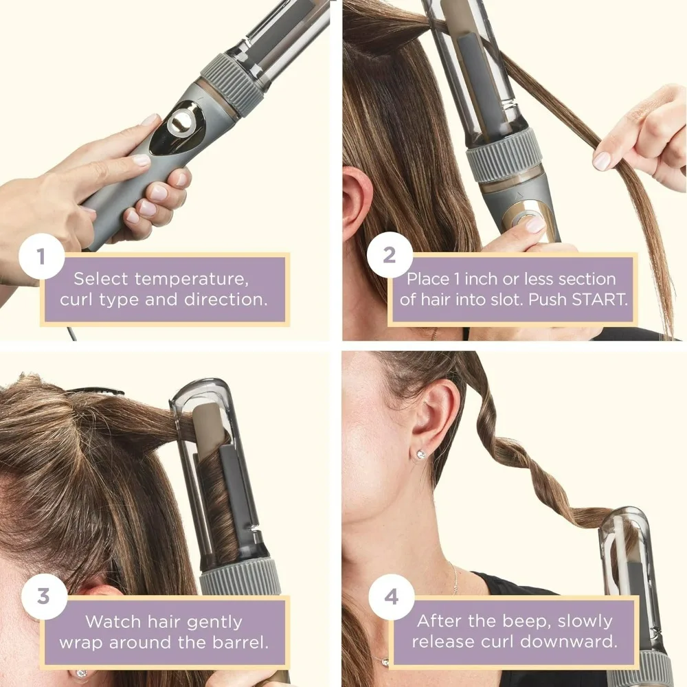 

Automatic Curling Iron-3/4-inch Barrel-Hair Curler for All Hair Types and Lengths-Dual Voltage for Travel,Curling Wands