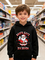 Santa Says Six Seven Print Hoodie Boys Girl Fashion Long Sleeve Cartoon Pullover Fun 67 Trend Kids Xmas Clothing