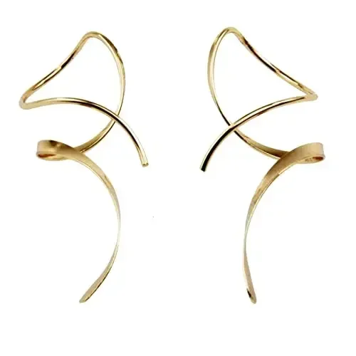 

Spiral Threader Earrings 14K Gold Hand Bent Dangle Earrings for Women Perfect for Your Birthday Party Christmas Gift Giving