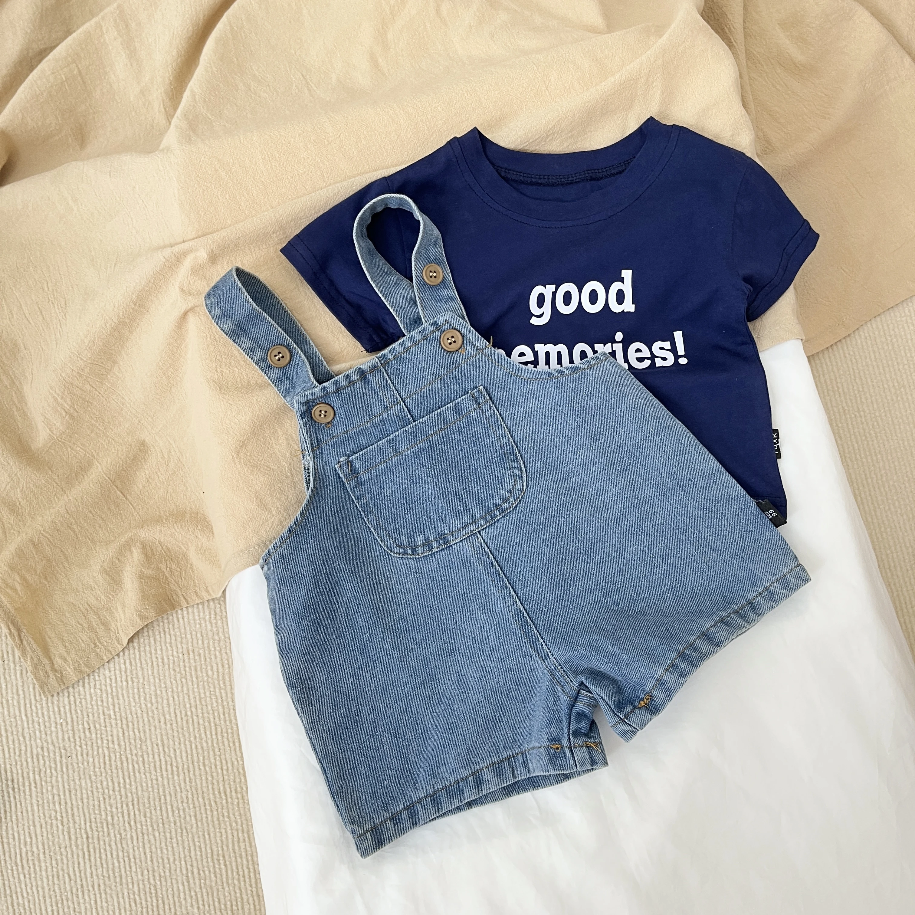 Summer Newborn Infant Baby Boys Cotton Baby Set O-neck T-shirt Suspender Trousers Kids Fashion Casual Soft Baby Clothing