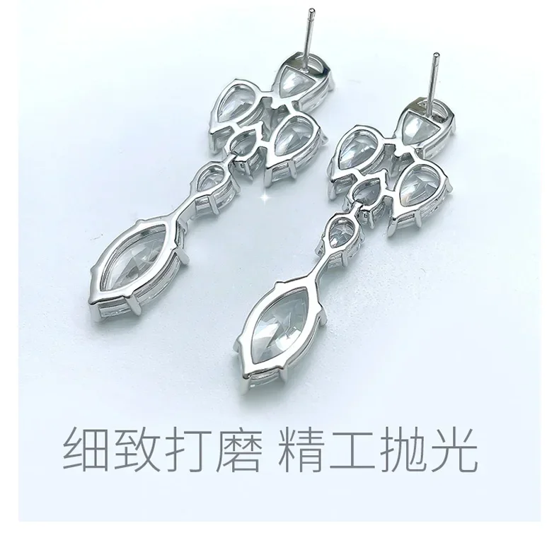 Fashionable and Luxury Water Drop High Carbon Diamond Style s925 Sterling Silver Inlaid Earrings Light Luxury Wedding Jewelry