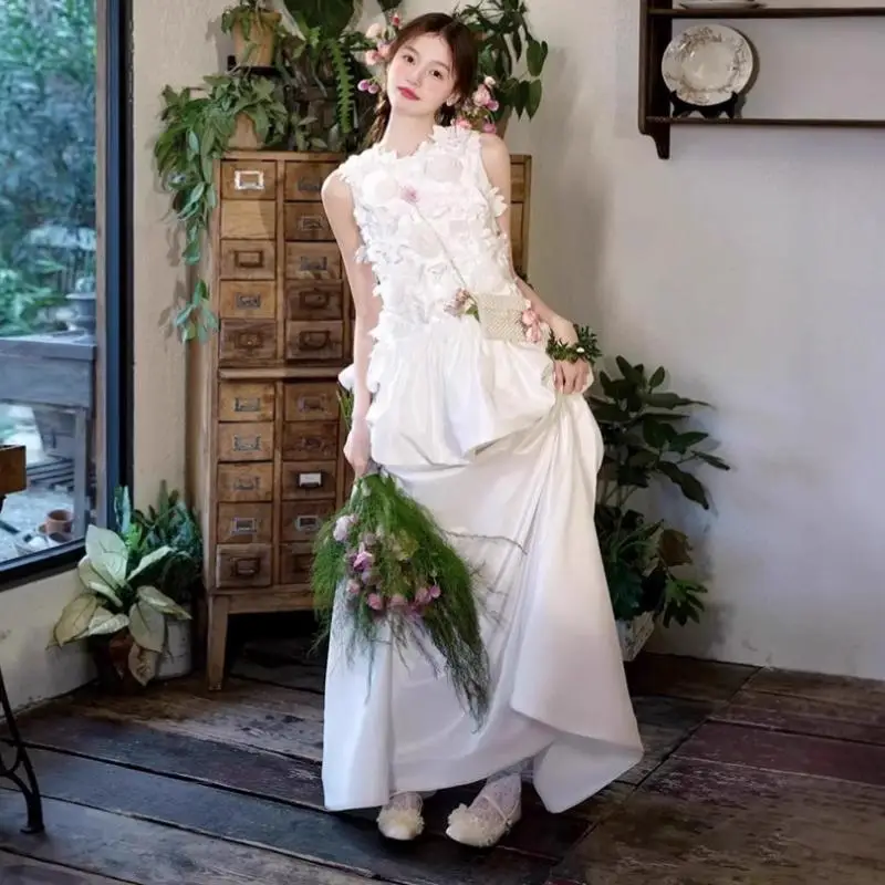 

Sweet French Light Wedding Dress Bridal Flower Engagement Style Elegant Adult Ceremony Small Banquet Dress Customized