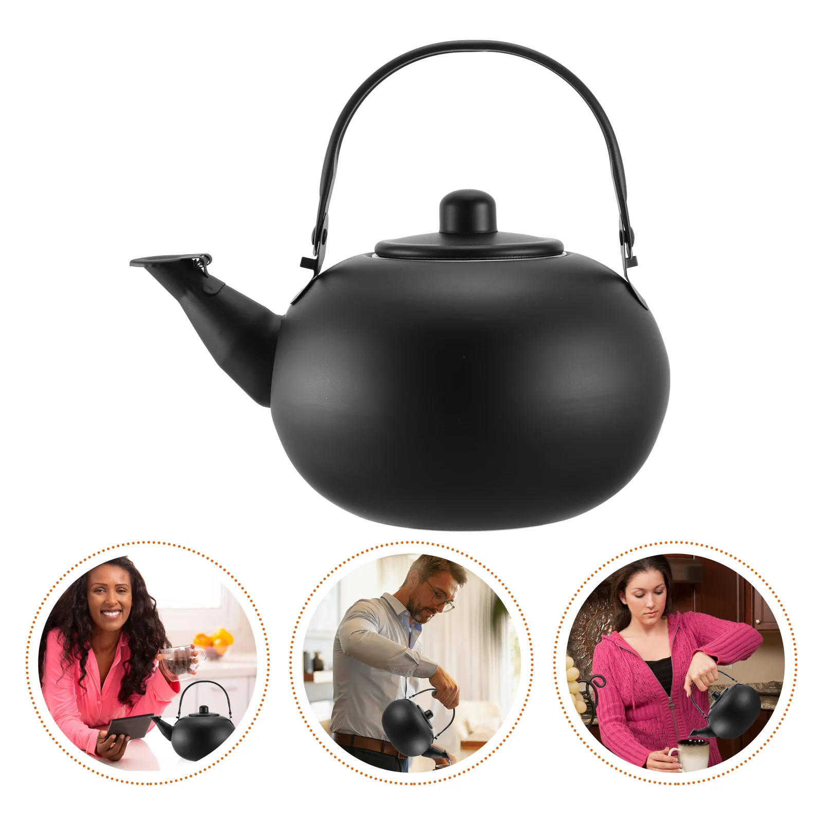 

Stovetop Pot Collapsible Strainer Stainless Steel Tea Kettle Black Boiled Teapot