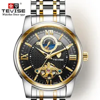 Tevise New Men's Automatic Mechanical Watch Waterproof With Transparent Back Lens Swiss Quality Luxury Fashion Wristwatch