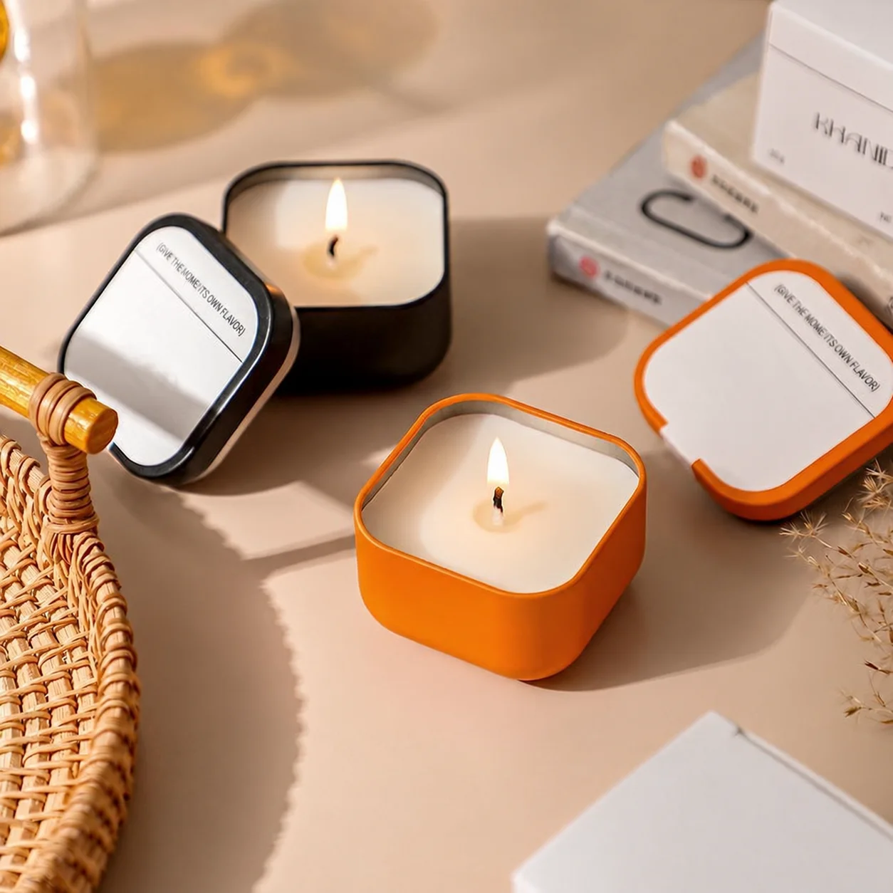 Empty Candle Tin Solid Color Tinplate Candle Container Candle Holder Tin  Metal Storage Tin For Tea Room Handmade Scented