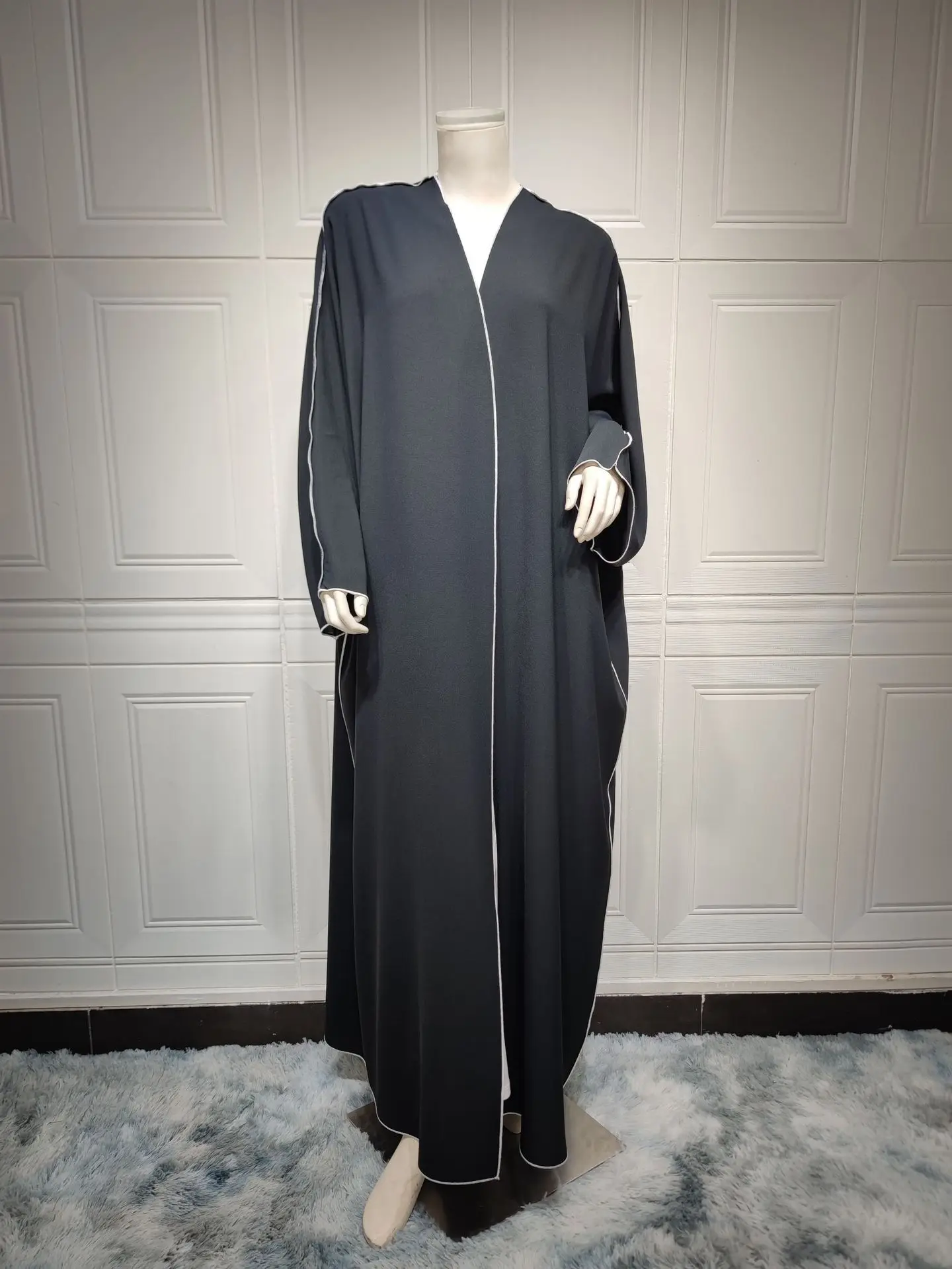 Eid Abaya Abito Donna Cardigan Abito Aperto Abaya Abiti Lunghi Modesti Musulmano Jalabiya Marocco Dubai Caftano Abiti Ramadan