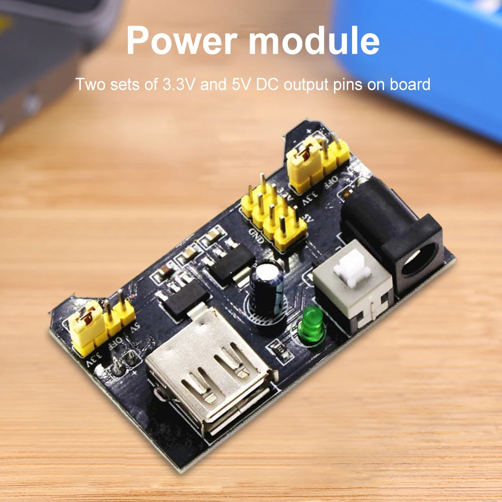 Breadboard Power Module 3.3V 5V Bread Board Power Module DC 6.5-12V/USB Powered for MB102 Breadboard