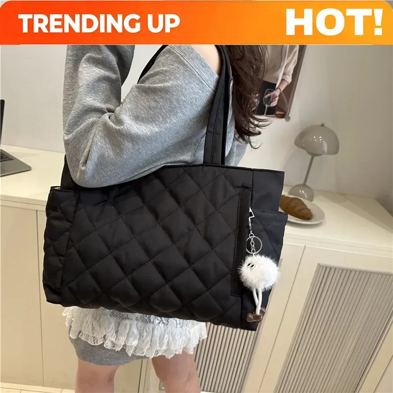 Rectangular Large Capacity Single Shoulder Bag for Commuting To Work Tote Bag in Korean Style Casual Handle Bag