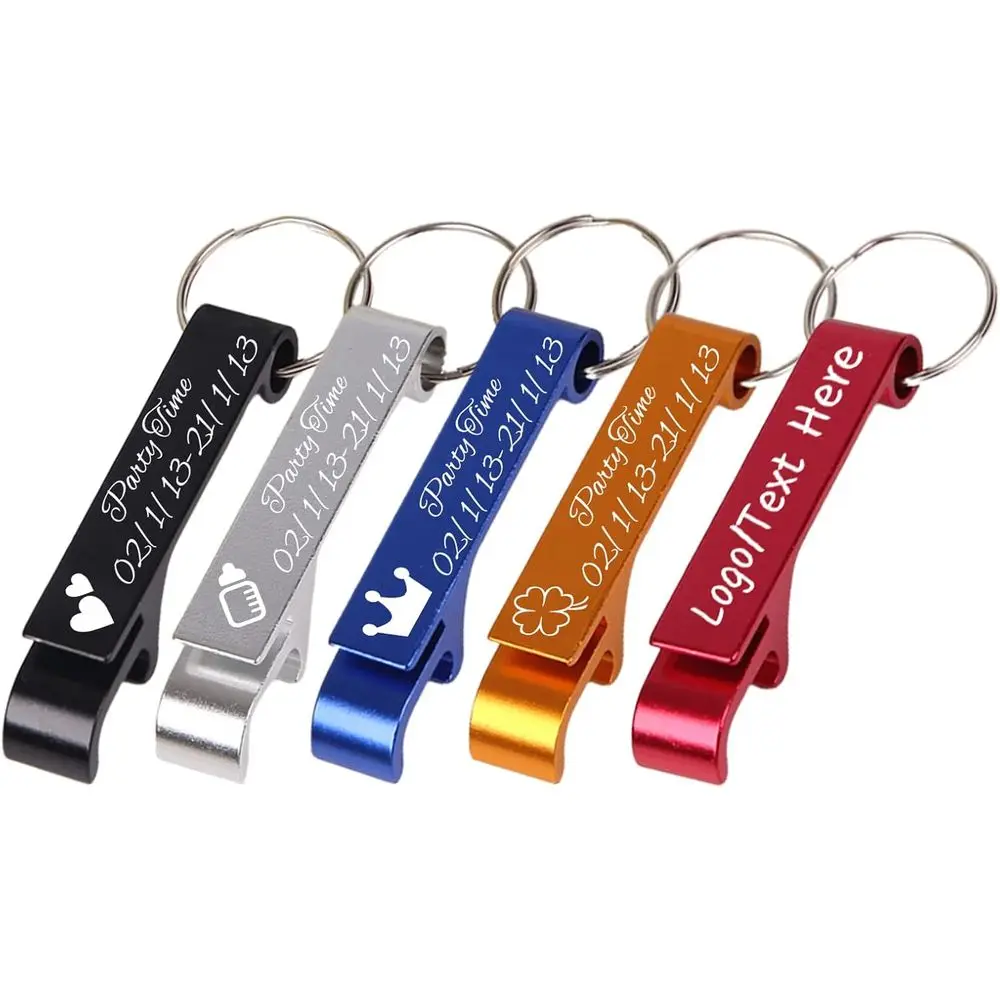 

Custom Engraved Bottle Opener Keychains Bulk, Personalized for Men & Women, Great Wedding Party Gifts